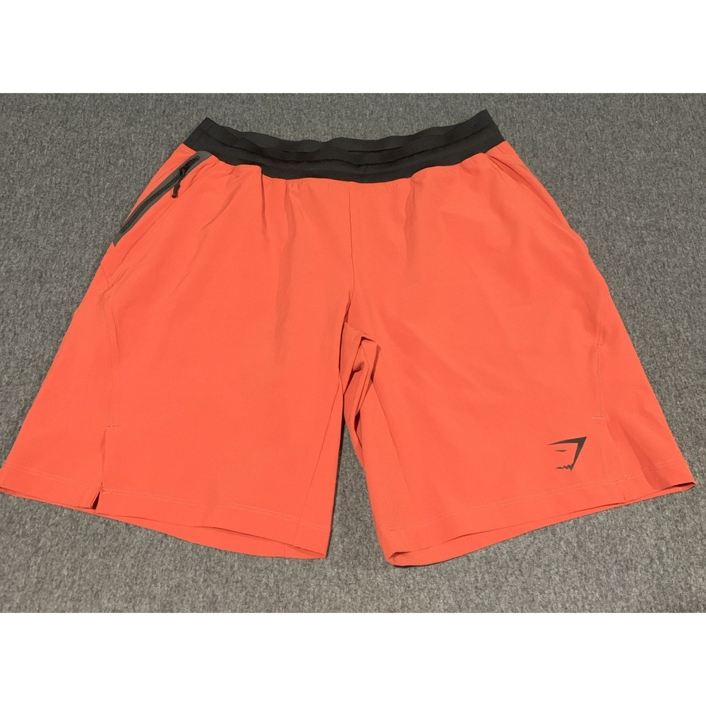 Gymshark Men's Apex Functional 9" Shorts Orange Athletic Zip Pocket - Size M